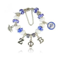 Fashion ZETA PHI BETA Sorority Bracelet ZPB Women Charm Bead Bracelet Bangle3737304