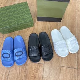 Women Men Interlocking G slide sandal Designer Sandals Slippers Slides Lady Slide Sandal Solid Colour Thick Bottom Rubber Soft Leather Buckle Black Slippers