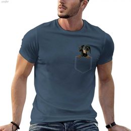 Men's T-Shirts Cute Realistic Dachshund Dog Pocket Dog Lover Gift T-shirt Sublimated Solid Color Funny Korean Fashion Mens T-shirtL2405