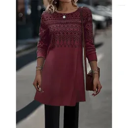 Casual Dresses Women's Plus Size Printed Long Sleeve A-Line Dress 2024 Autumn/Winter Fashion Comfortable Round Neck S-5XL