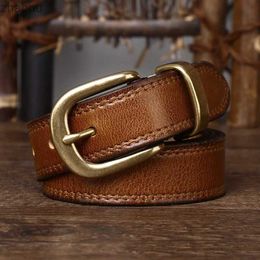 Belts 2.8cm Width Women Genuine Leather Belt For Women Female Cowskin Strap Casual Copper Buckle Ladies Belts Designer High Quality XW