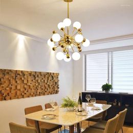 Chandeliers Modern Light Luxury Dandelion Gold Chandelier Simple Glass Lampshade Villa Living Room El Lobby Interior Lighting