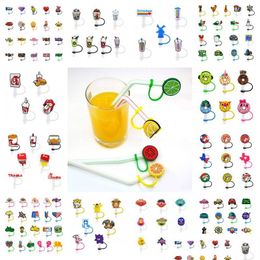 Drinking Straws Custom Drinks Etc Pattern Soft Sile St Toppers Accessories Er Charms Reusable Splash Proof Dust Plug Decorative 8Mm Pa Otrb5