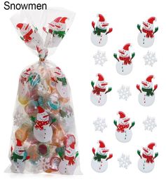 Christmas Decorations 50PCS Merry Candy Bags Santa Claus Plastic Treat Bag Xmas Year Biscuit Gifts Box Decoration7707394