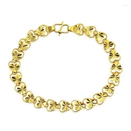 Link Bracelets Fashion Gold Plated Punk Heart Bracelet Curb Cuban Chain Copper Bracelets&Bangle For Unisex No Fade