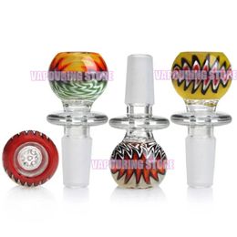 Newest Glass Colourful Wig Wag Smoking 14MM 18MM Male Joint Dry Herb Tobacco Philtre Screen Bowl Oil Rigs Portable Waterpipe Bong DownStem Cigarette Holder DHL