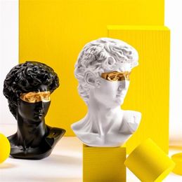 Decorative Objects Figurines Masked David Home Decoration Head Bust Statue Sculpture Resin Mini Modern Abstract Art Sketch Desktop3040264