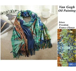 Scarves Designer France Irises Print Cashmere Scarf Women Van Gogh Oil Painting Pashmina Shawl Winter Luxury Brand Stole Plus Size3261956