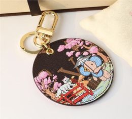 Leather Round Keychains Designer Key Chains Men Women Couple Portachiavi Carabiner Lover Car Keychain Bags Pendant Keyrings Buckle8393149