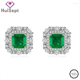 Stud Earrings HuiSept Luxury 925 Sterling Silver Jewellery With 6 6mm Square Ruby Emerald Gemstone Earring Wedding Engagement Gift