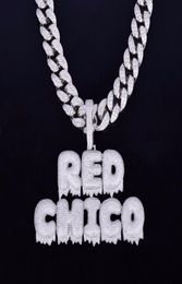 With 20MM Cuban Chain Custom Name Drip Letter Chain Pendants Necklaces Men Zircon Hip Hop Jewelry7660030
