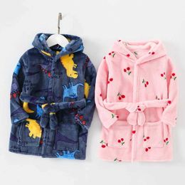 Towels Robes Soft girl pajamas autumn childrens flannel bathroom suitable for girls and boys comfortable childrens cartoon home clothes for 2-8 yearsL2404