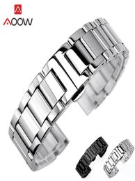 3 Pointer Stainless Steel Watchband 18mm 20mm 22mm 24mm Polished Matte Deployment Buckle Replacement Bracelet Watch Band Strap T192731124