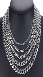 JewelryNecklace Curb Cuban Mens Necklace Chain Gold Black Silver Color Stainless Steel for Men Fashion Jewelry 357911mm DKNM072156634