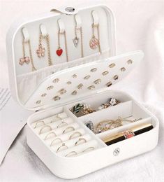 Jewelry earrings ring necklaces storage PU leather box Portable organizer for Travel case 2103159544751
