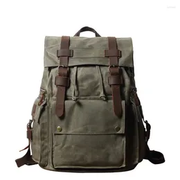 Backpack M377 Vintage Oil Wax Canvas Backpacks For Men Crazy Horse Travel Large Waterproof Daypacks Retro Bagpack