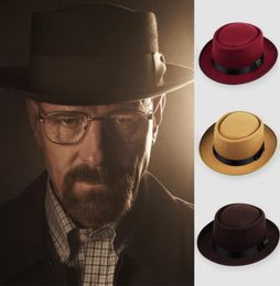 Unisex women men imitation wool hat fedora Felt Pork Pie Crushable winter Hat Dance panama Hat9548102