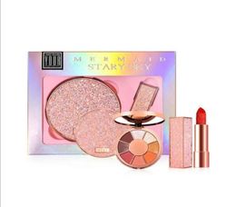 makeup kit diamond version of the mermaid star sky 2 in 1 shimmer matte eye shadow matte lip stick set gift box7091177