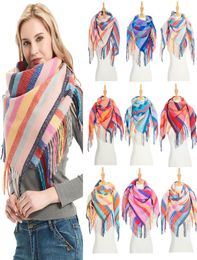 Scarfs For Women Fashion Square Scarf Colorful Tartan With Tassels Winter Warm Scarves Shawl Wrap Neck Gaiter New Design8014467