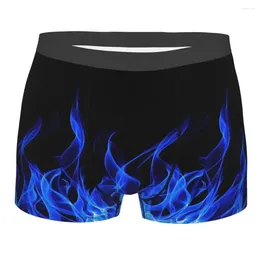 Underpants Men's Blue Fire Boxer Briefs Shorts Panties Polyester Underwear Bright Homme Novelty Plus Size