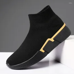 Casual Shoes High Top 2024 Spring Socks Men's Sports Breathable Black Outdoor Light Comfortable Non-slip Solid Color Designer