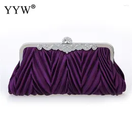 Evening Bags Luxury Satin Elegant Clutch Bag With Chain Shoulder Wedding Solid Envelope Pouch Ladies Party Banquet Clutches Purse