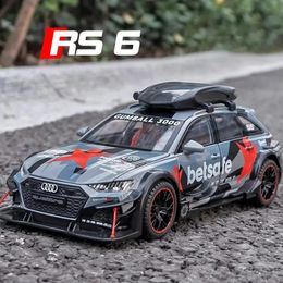 124 Audi RS6 Modified Vehicles Car Model Toys Alloy Diecast With Pull Back Light Sound Model Boys Gifts For Children 240409