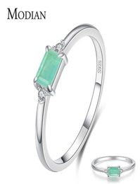 Modian Charm Luxury Real 925 Stelring Silver Green Tourmaline Fashion Finger Rings For Women Fine Jewelry Accessories Bijoux 210611415423