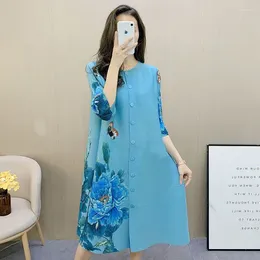Casual Dresses High-end Foreign Style Loose Large Size A-line Skirt Chinese Summer Print Blouse Dress