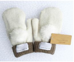 Brand Women039s Gloves for Winter and Autumn Cashmere Mittens Glove with Lovely Fur Ball Outdoor sport warm Winter Gloves Whole4222686