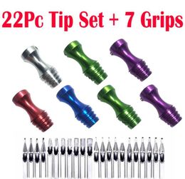 7 Aluminium Alloy Tattoo machine 34quot Grip Tube tip Back Stem Pick W 22 pcs S S tips1672401