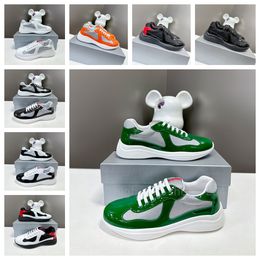 2024 mens shoes designer shoes classic casual womens sneakers leather nylon outdoor trainers luxury sport man shoes americas cup fashion running mesh shoe with box