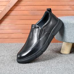 Casual Shoes Vintage Men's Genuine Leather Brand Men Business Loafers British Fashion Lazy Designer Flats Black 1066