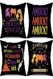 Pillow Case Halloween Ers 18X18 Set Of 4 Sanderson Sisters Hocus Pocus Decorations Fall Farmhouse Pillows Decorative Throw Cush Mj9917476