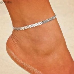 Fußkettchen Modyle Bohemian Gold Pfeil Halskette Damen Silber Knöchel Sommer Beach Barfuß Beinkette Schmuck WX