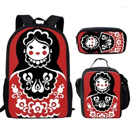 Backpack Hip Hop Harajuku Funny Russian Dolls 3pcs/Set 3D Print Student Bookbag Travel Laptop Daypack Lunch Bags Pencil Case