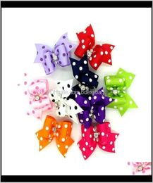 Apparel Supplies Home Gardenlovely 42Cm Fabric Dots Bowtie Dogs Aessories Pet Hair Bows Grooming Gift Products Cute Dog Ornamen6210757