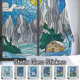 Window Stickers 60x120cm Oil Painting Style Glass Film Electrostatic Bathroom Nti-Peep Frosted Semi-Opaque Privacy