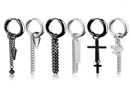 Hoop & Huggie 1PC Skeleton Star Stainless Steel Earrings Punk Black Metal Color Tassels Chain Pendant Jewelry E32018655257