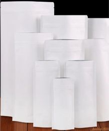 500PcsLot White Kraft Paper Mylar Doypack Bag Food Tea Snack Package Bags Stand Up Packaging Aluminium Bag1532693