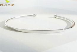 Flyleaf Brand 100 925 Sterling Silver Smooth Round Open Bracelets Bangles For Women Minimalism Lady Fashion Jewellery CX2007068202708