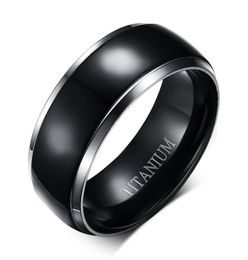 8mm Titanium Rings for Men Women Black Dome Two Tone Glossy High Polish Wedding Band Size 6135558720