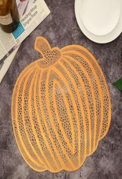 Table Mats Halloween Pumpkin Golden American Placemat Cutout Insulation Nonslip Pvc Coffee Decorative Kitchen Creative 4pcs2269078