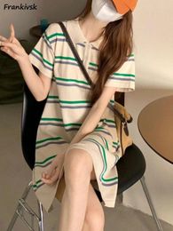 Casual Dresses Women Brightly Striped All-match Students Vitality Panelled Fashion Holiday Summer Leisure Korean Style Chic Sundress