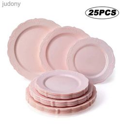 Disposable Plastic Tableware 25 pieces/set 7.5/10.25 inch circular disposable plastic board wedding picnic birthday party table items household kitchen supplies WX