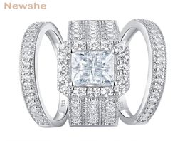 she Wedding Rings For Women Solid 925 Sterling Silver Engagement Ring Bridal Set Perfect Princess Cut AAAAA Zircons Jewelry 2202123092263