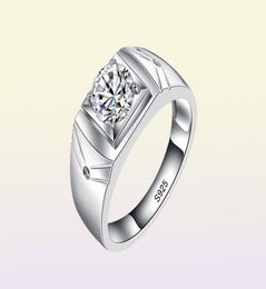 YHAMNI Original Real 925 Sterling Silver Rings for Man Men Wedding Jewellery Ring 1 Carat CZ Diamond Engagement Ring MJZ0118120551