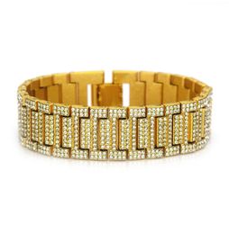 HXC HipHop Rap Bracelet Men039s domineering exaggerated diamond bracelet watch belt bamboo bracelet5561763