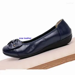 Casual Shoes LIHUAMAO Genuine Leather Ballet Flat Women Slip On Round Toe Loafers Comfortbale Dancing