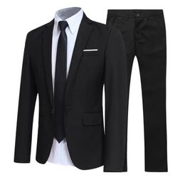 Men Suit Set Lapel Formal Stylish Buttons Pockets Blazer for Dating Suits Groom Wedding Jacket Pants Coat Trousers 240430